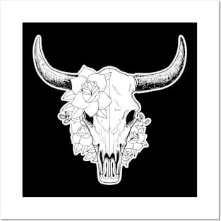 Boho Bull skull Posters and Art